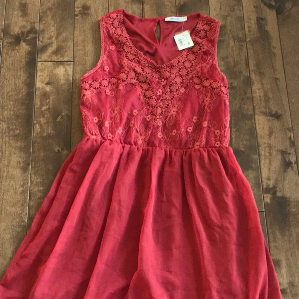 NWT Ricki’s Embroidery Dress- Burnt Orange- Size 4